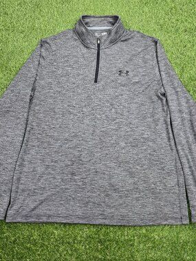Under Armour 1/4 Zip Pullover Mens XL Gray Heat Gear Loose Fit Golf Performance